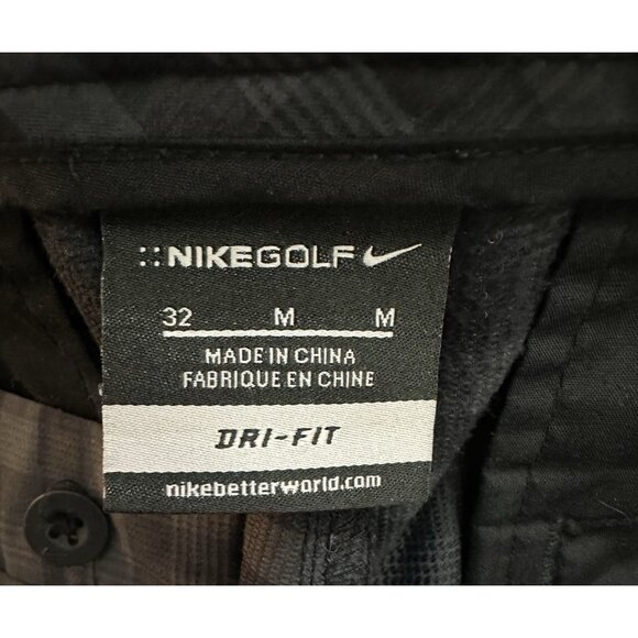 Nike Dry-Fit Golf Shorts Size 32 Medium Gray Black Stretch Active 10” Logo - Picture 4 of 7